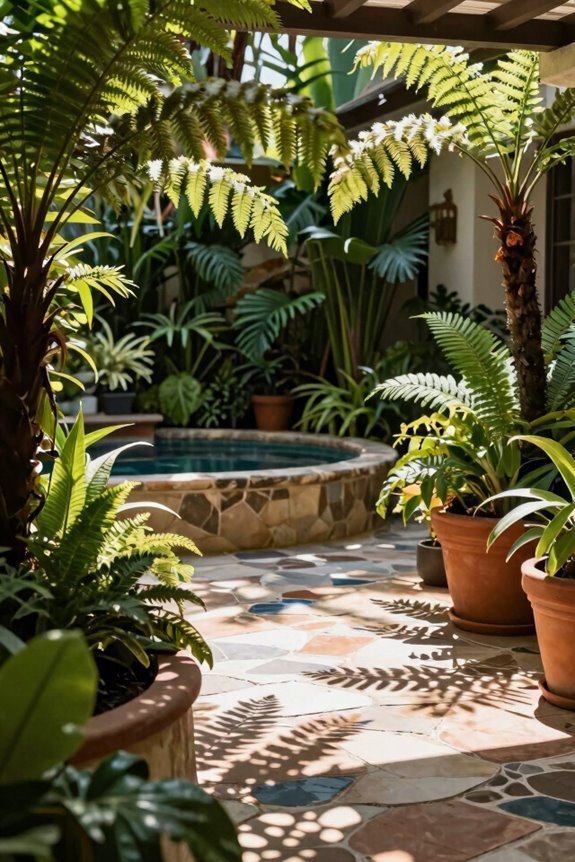assess patio light plan plant placements