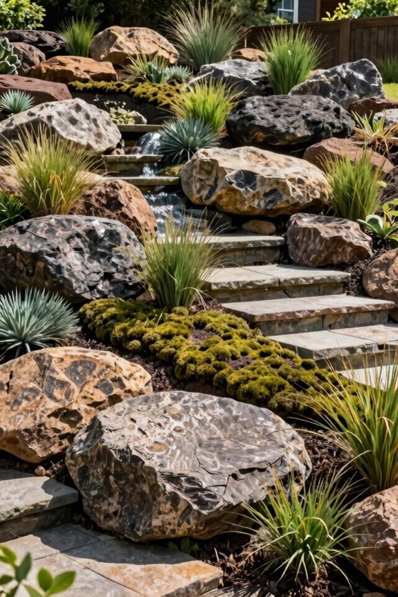 boulders shape slope gardens
