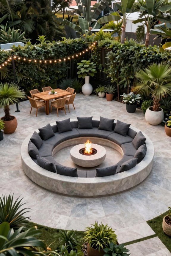 circular patio creates intimate gathering space