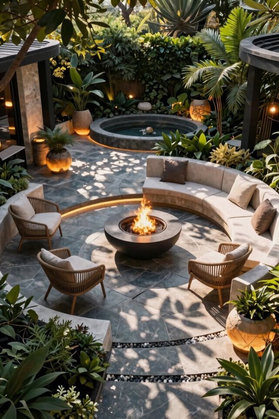 circular patio radiates from central focal point