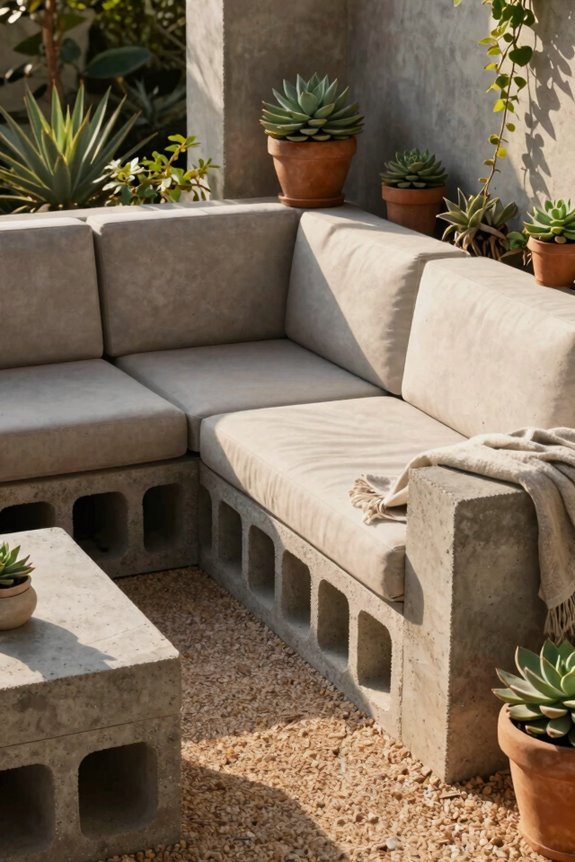 concrete block modular outdoor seating