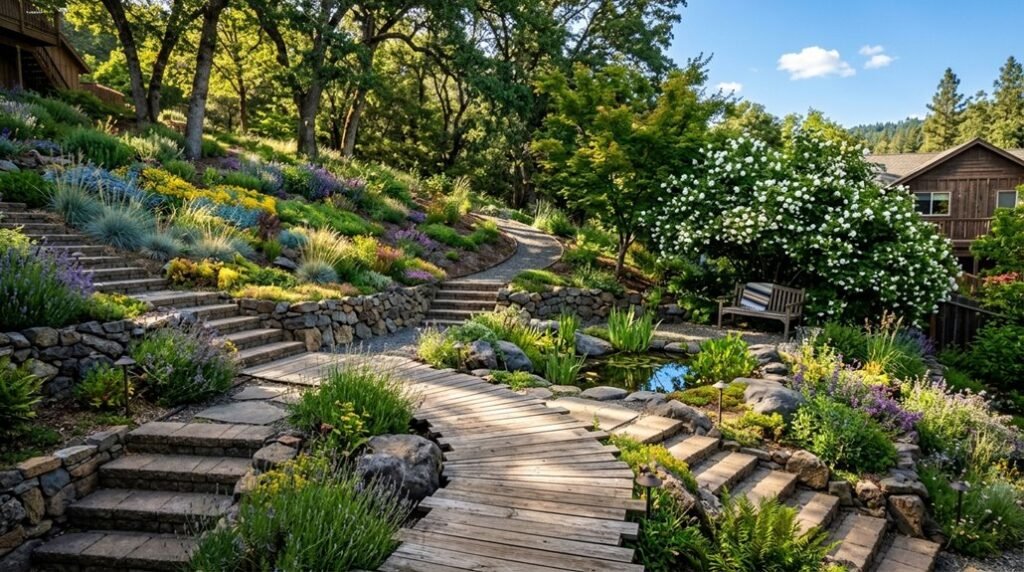 creative slope backyard landscaping ideas