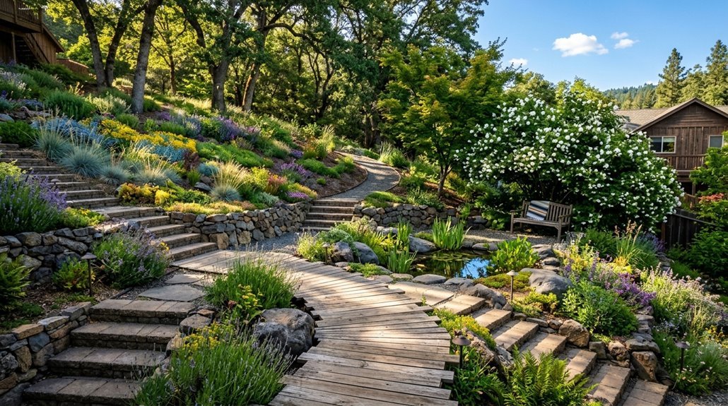 creative slope backyard landscaping ideas