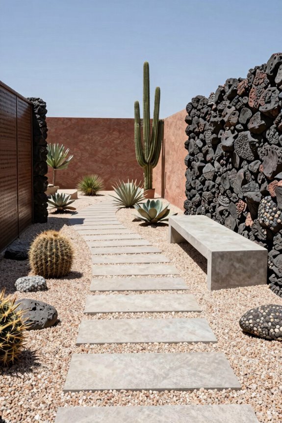 desert inspired low maintenance hardscape