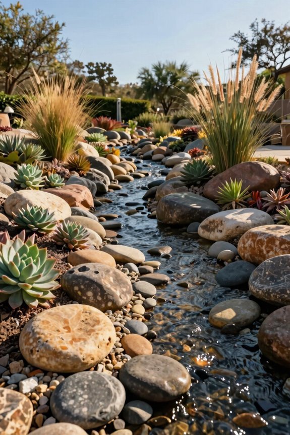 dry creek bed fabric boulders stones
