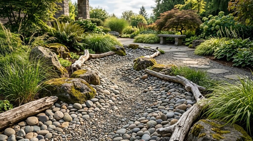 dry river bed landscape feature ideas