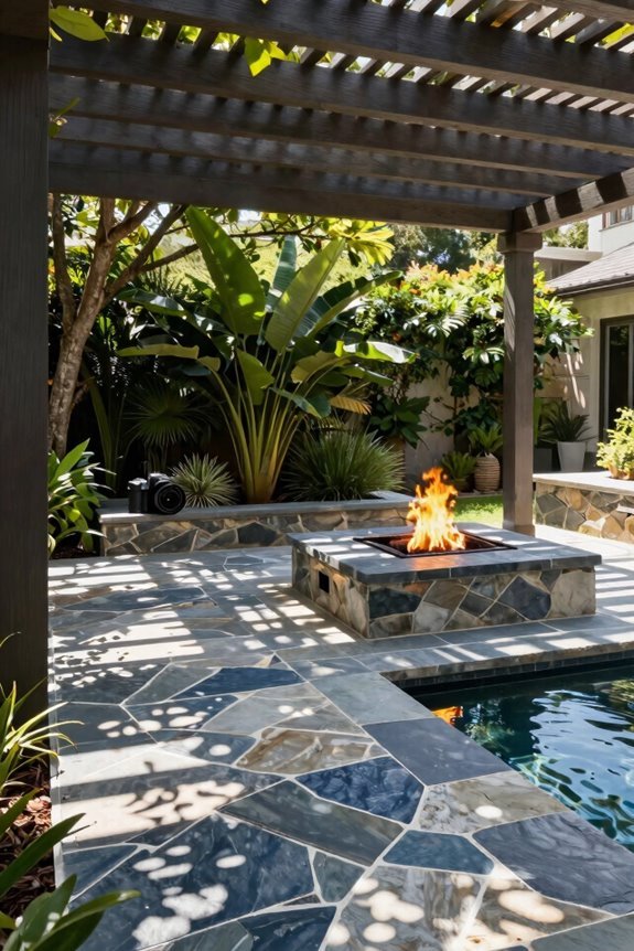 Stone Patio Design Ideas That Transform Outdoor Spaces 4 fire pit waterfall shaded retreat