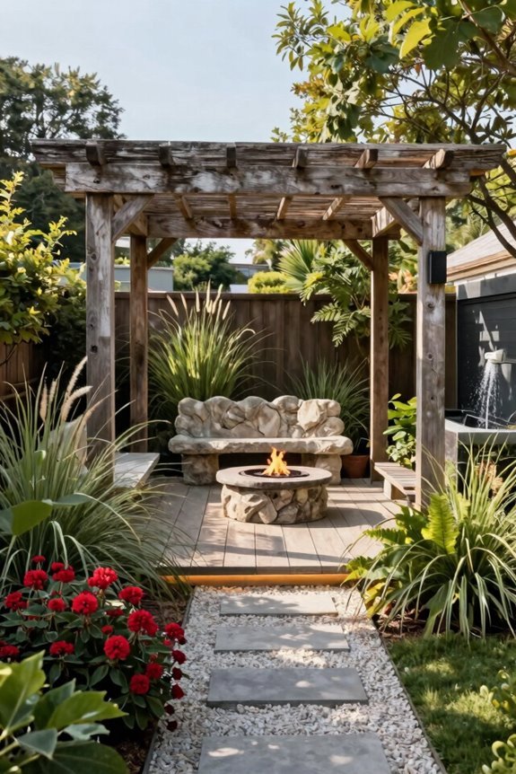 7 Medium Backyard Ideas to Transform Your Outdoor Space 2 focal point unifies outdoor rooms 235bz