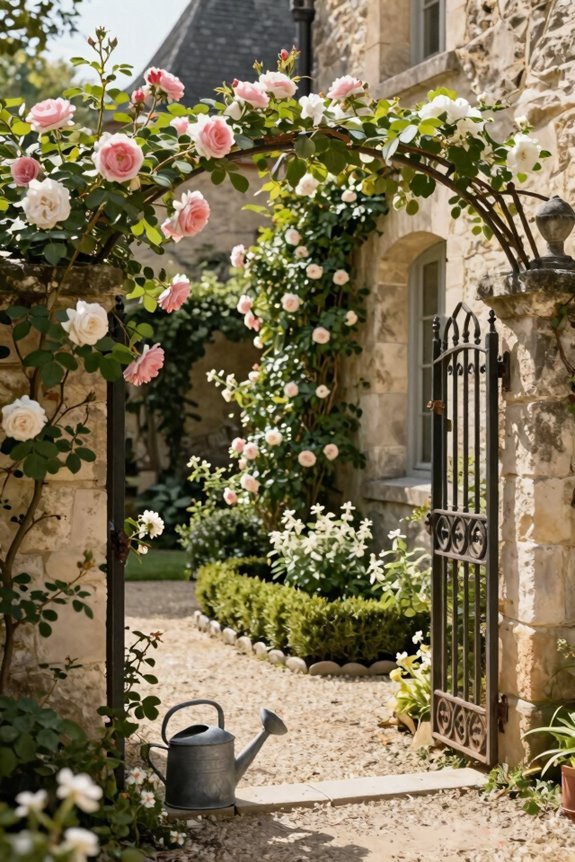 heirloom roses with climbing vines