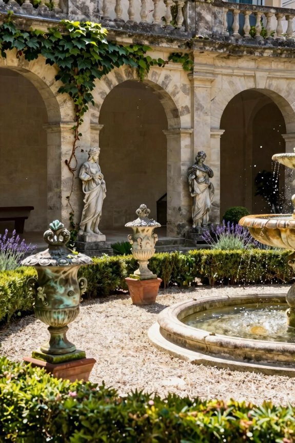 layered antique urns and sculpture