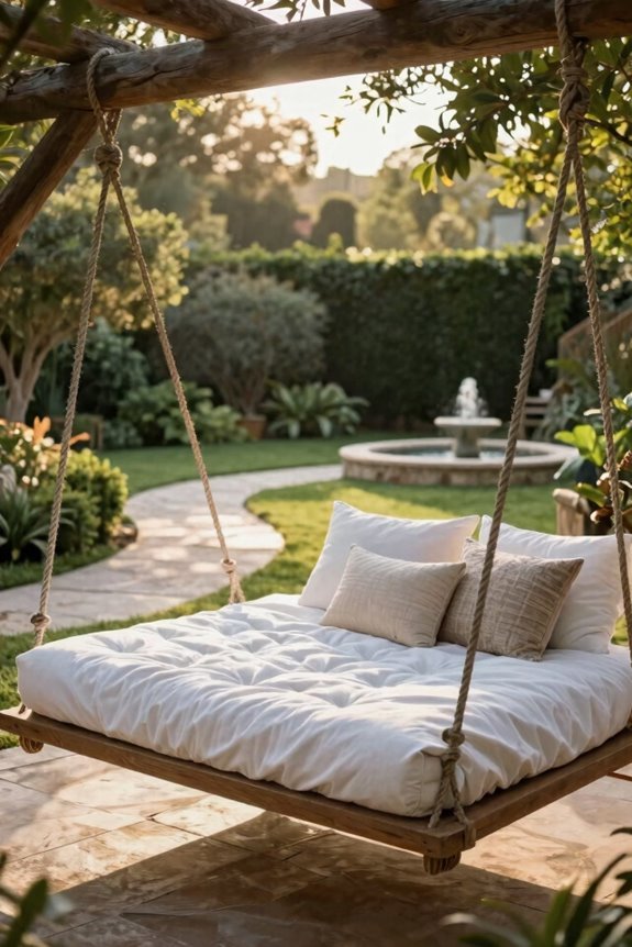 10 Backyard Swing Ideas to Transform Your Outdoor Space 6 luxurious shaded bed swing retreat