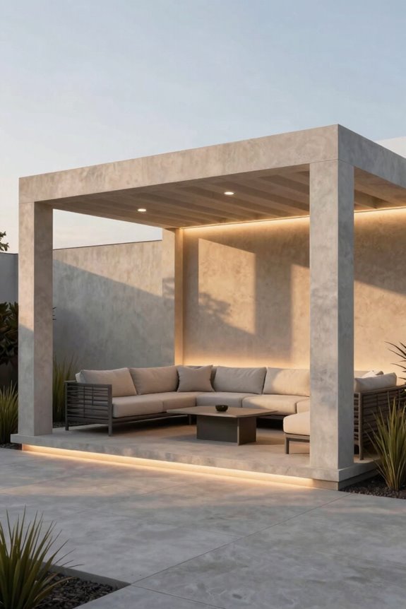 modern aluminum pergola with motorized louvers