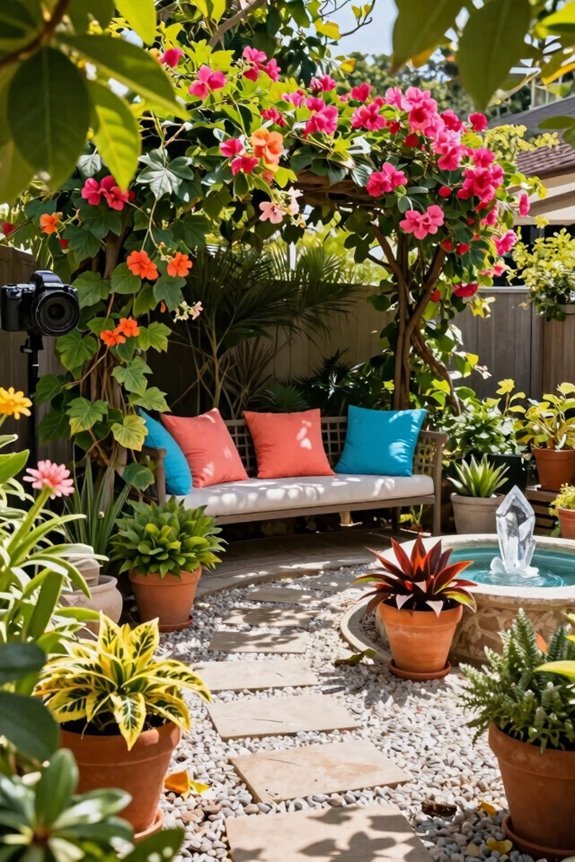 monochromatic greens with vertical pollinator friendly greenery