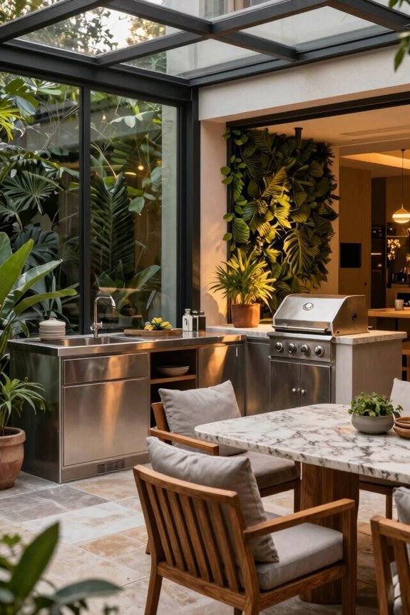 5 Enclosed Patio Ideas to Transform Your Outdoor Space 5 outdoor kitchen glass enclosure weatherproof entertaining hub