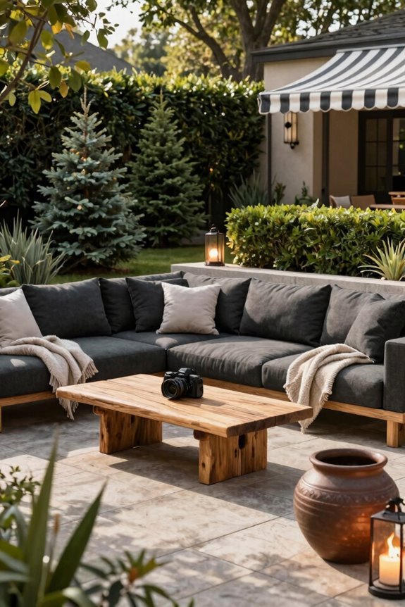 outdoor lounge with warmth and modular seating