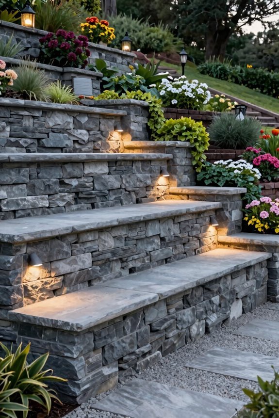Retaining Wall Ideas for Hillside Backyards 5 seating planters lighting cohesion