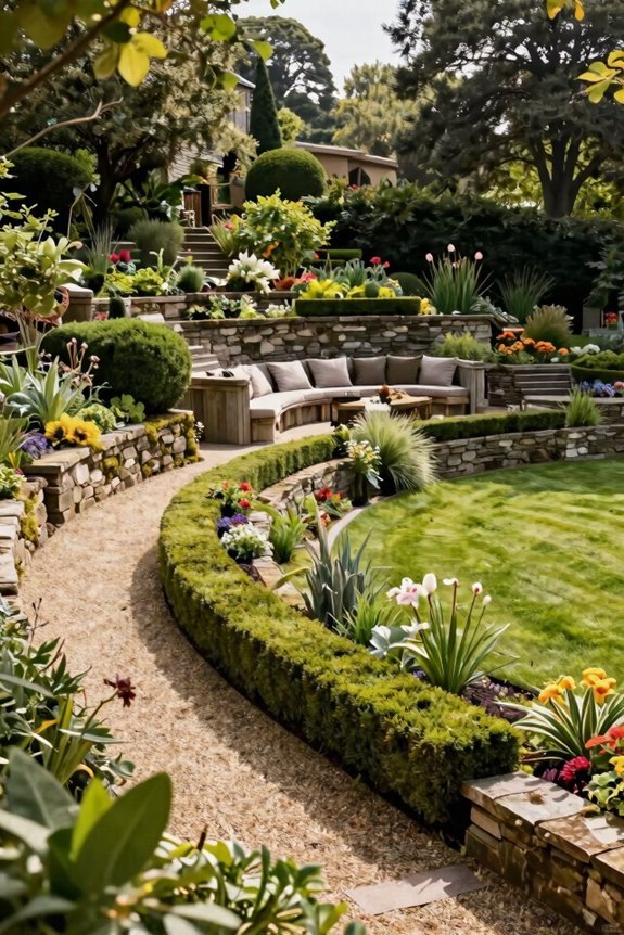 tiered slope garden terraces